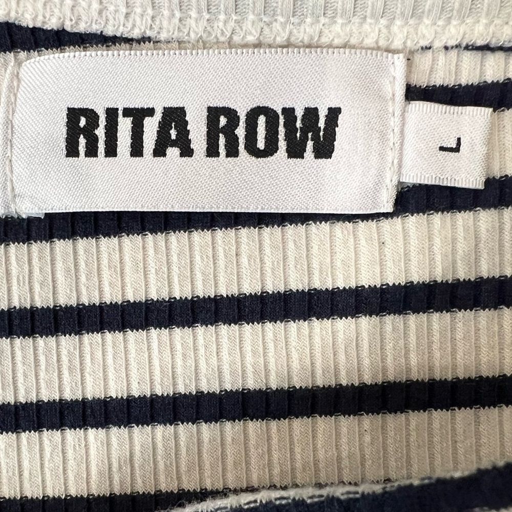 RITA ROW Ras Striped Blue Top One-Shoulder Size Large - Picture 3 of 15